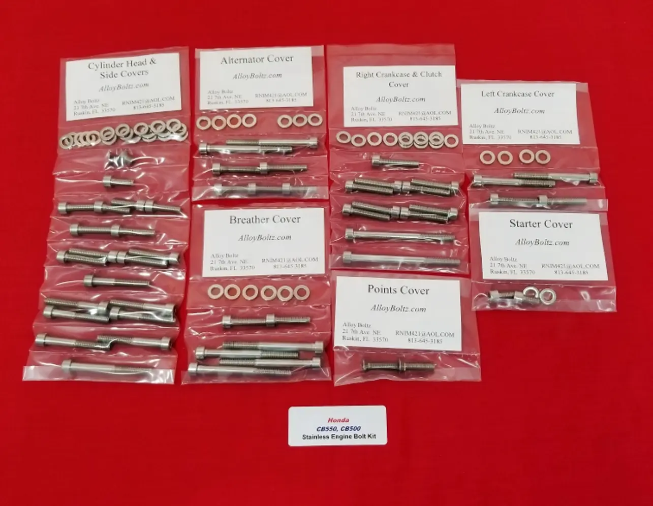 HONDA CB500 CB550 Polished Stainless Steel Engine Bolt Kit Set