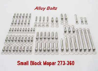 218 Pc SB Mopar Stainless Allen Bolt Kit