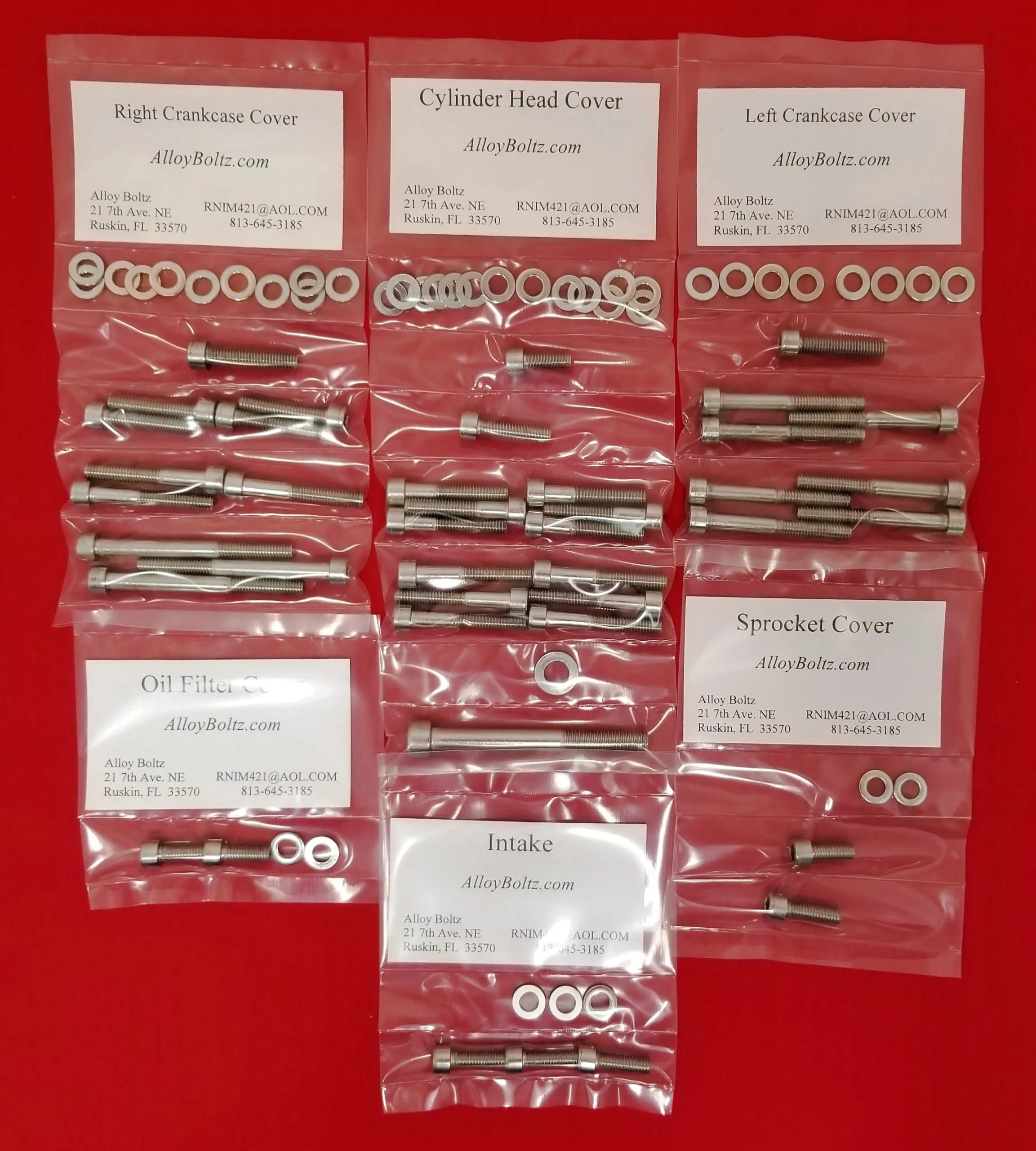 1984-1995 HONDA XR250 XR250R Polished Stainless Steel Engine Bolt Kit Set