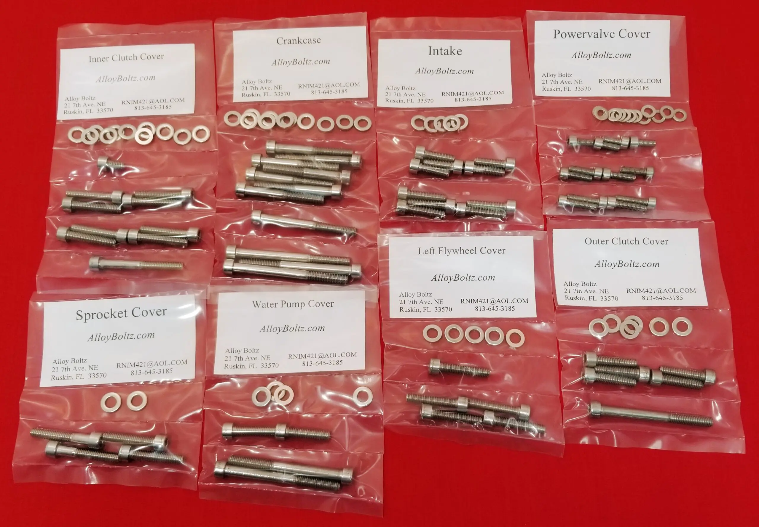 YAMAHA 1999-2023 YZ250 Polished Stainless Steel Engine Bolt Kit Set