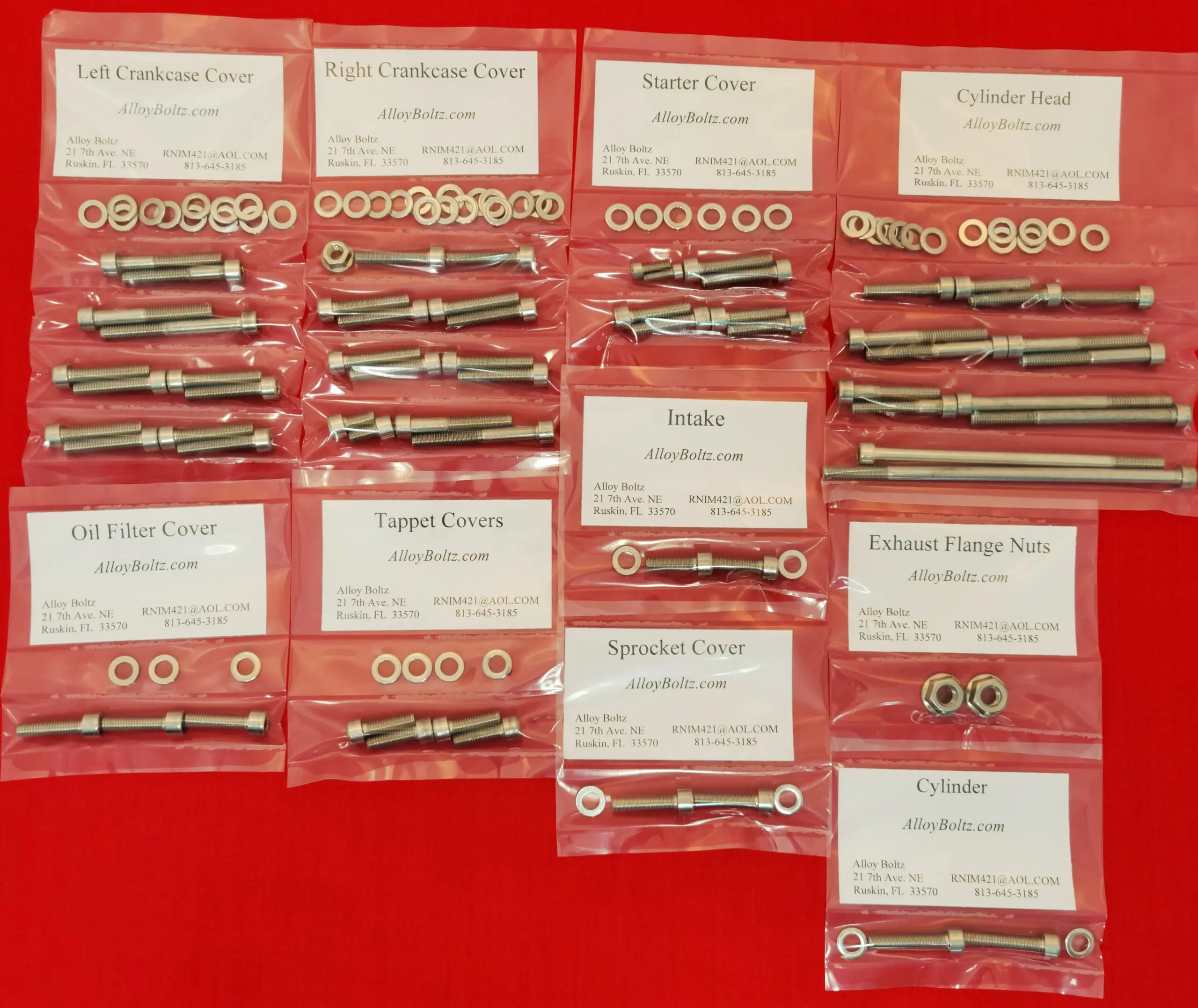 Honda 1987-1992 TRX250X Polished Stainless Steel Engine Only Bolt Kit Set