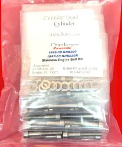KAWASAKI 1989-2006 KDX200 1997-2005 KDX220R Polished Stainless Steel Engine Bolt Kit Set - Image 5