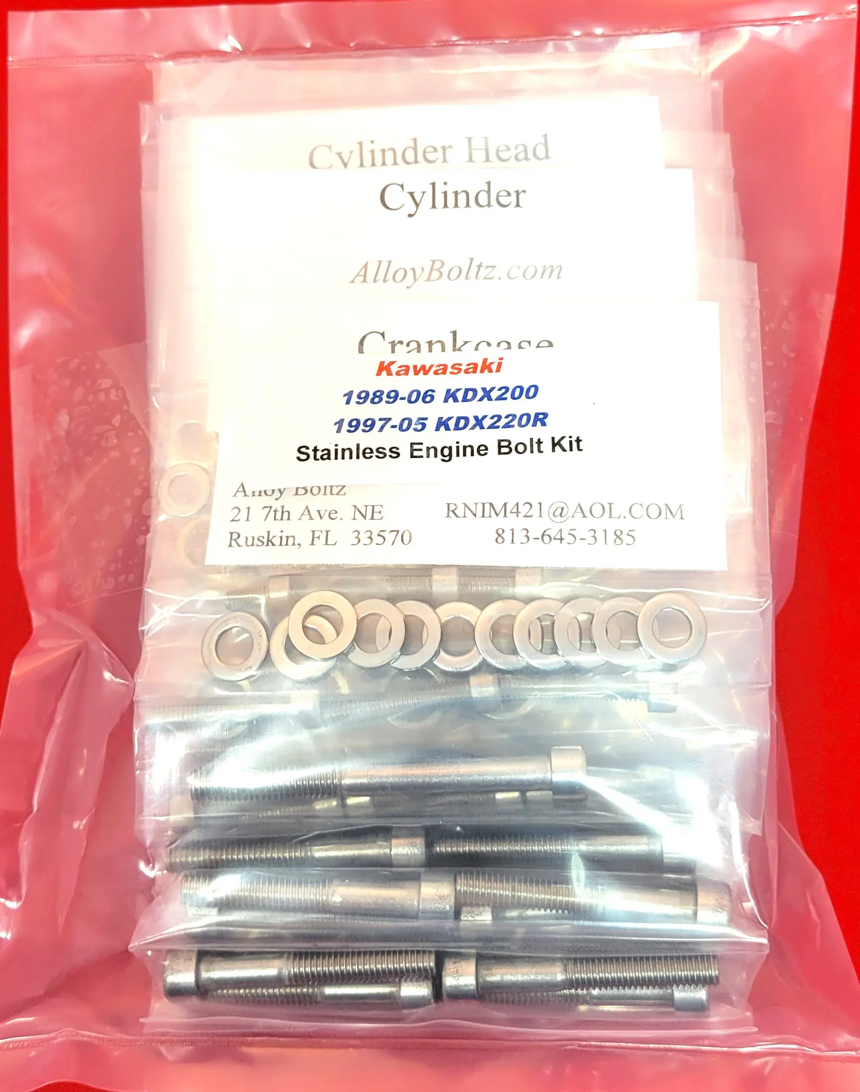 KAWASAKI 1989-2006 KDX200 1997-2005 KDX220R Polished Stainless Steel Engine Bolt Kit Set - Image 5