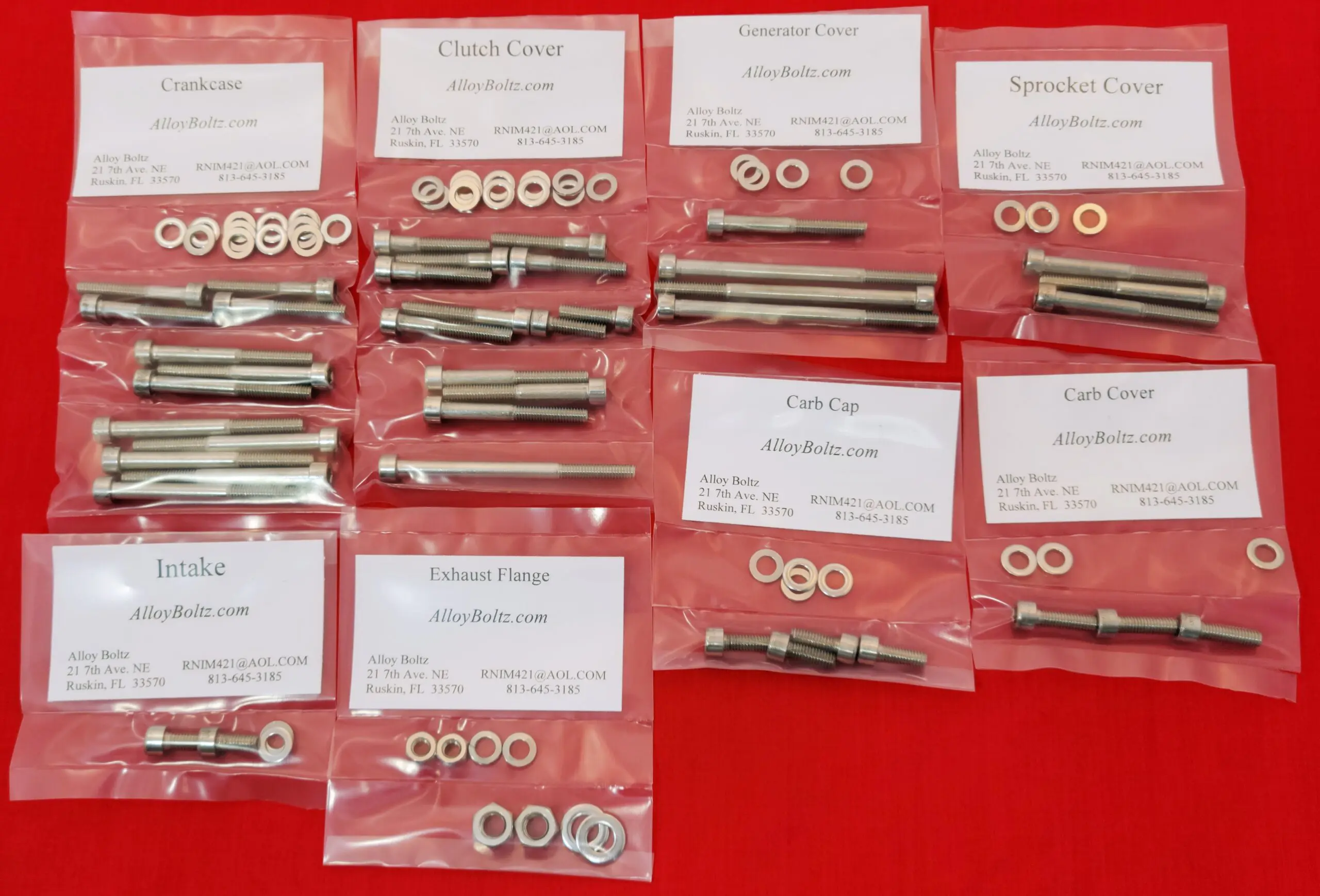 KAWASAKI 1971-1974 F6 1971-1975 F7 Polished Stainless Steel Engine Bolt Kit Set