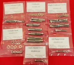 Harley Aermacchi AMF 1973-1975 X-90 Z-90 Shortster Polished Stainless Steel Engine Bolt Kit