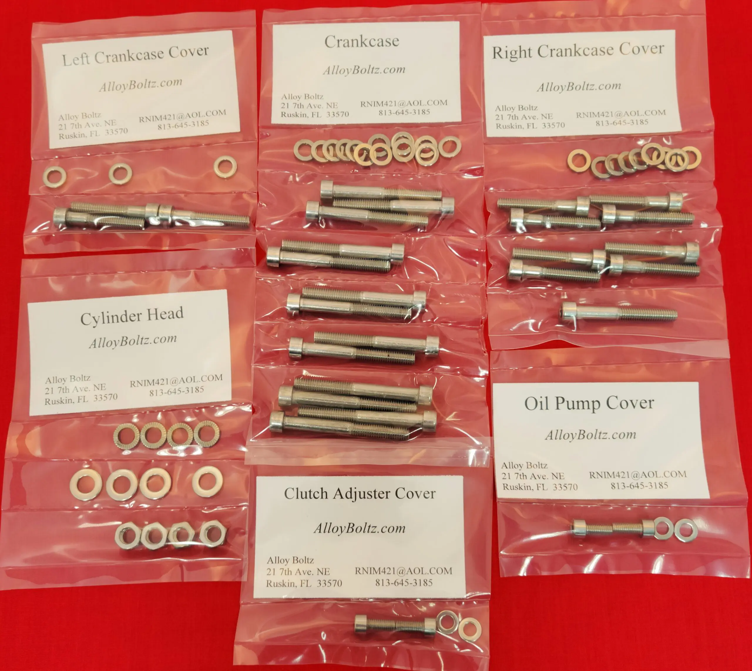 Harley Aermacchi AMF 1973-1975 X-90 Z-90 Shortster Polished Stainless Steel Engine Bolt Kit