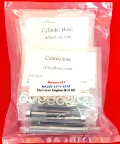 KAWASAKI 1974-1979 KX250 Polished Stainless Steel Engine Bolt Kit Set - Image 5