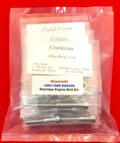 KAWASAKI 1983-1988 KDX200 Polished Stainless Steel Engine Bolt Kit Set - Image 5