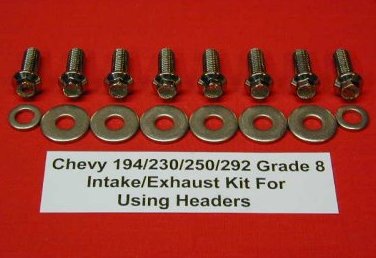 Chevy 194-292 Grd 8 Stainless Aftermarket Header/Intake Bolts