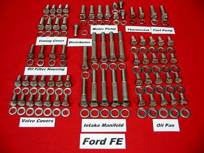 FORD FE series 390-428 big block rocker covers stainless steel hex head bolts 
