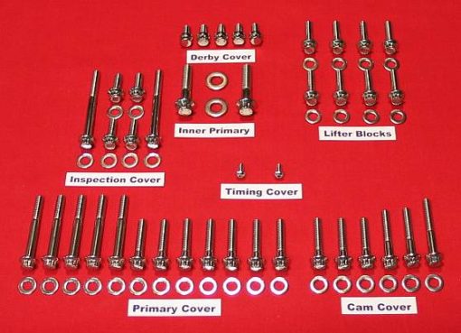 1987-1999 Softail Show Polished Grade 8 Stainless Bolt Kit