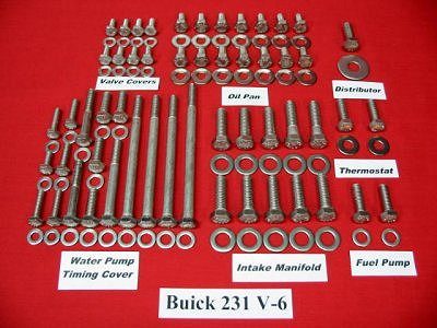 Buick 231 EFI/ SFI V-6 Turbo V-6 Stainless Hex Bolt Kit