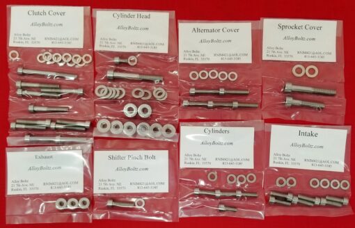 1987-1990 SUZUKI LT500R Quadzilla Polished Stainless Engine Only Bolt Kit