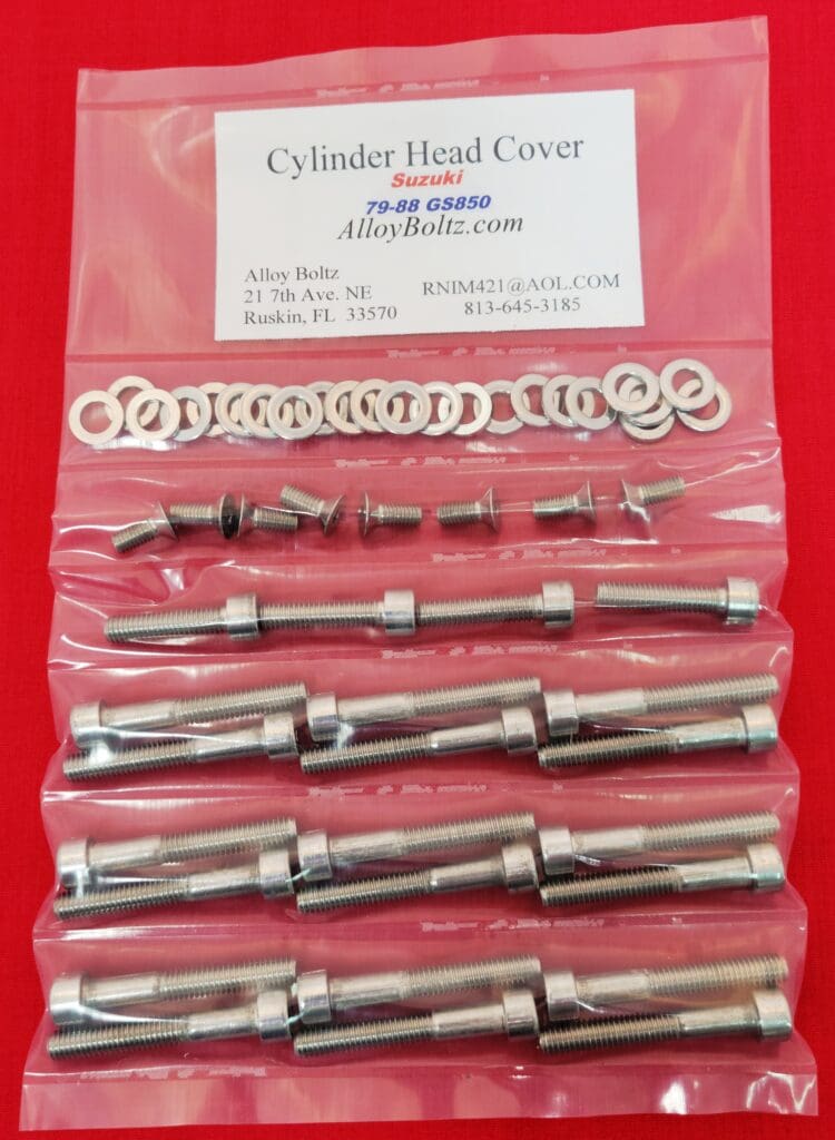 SUZUKI 1980-1983 GS750 16 VALVE POLISHED STAINLESS ENGINE BOLT
