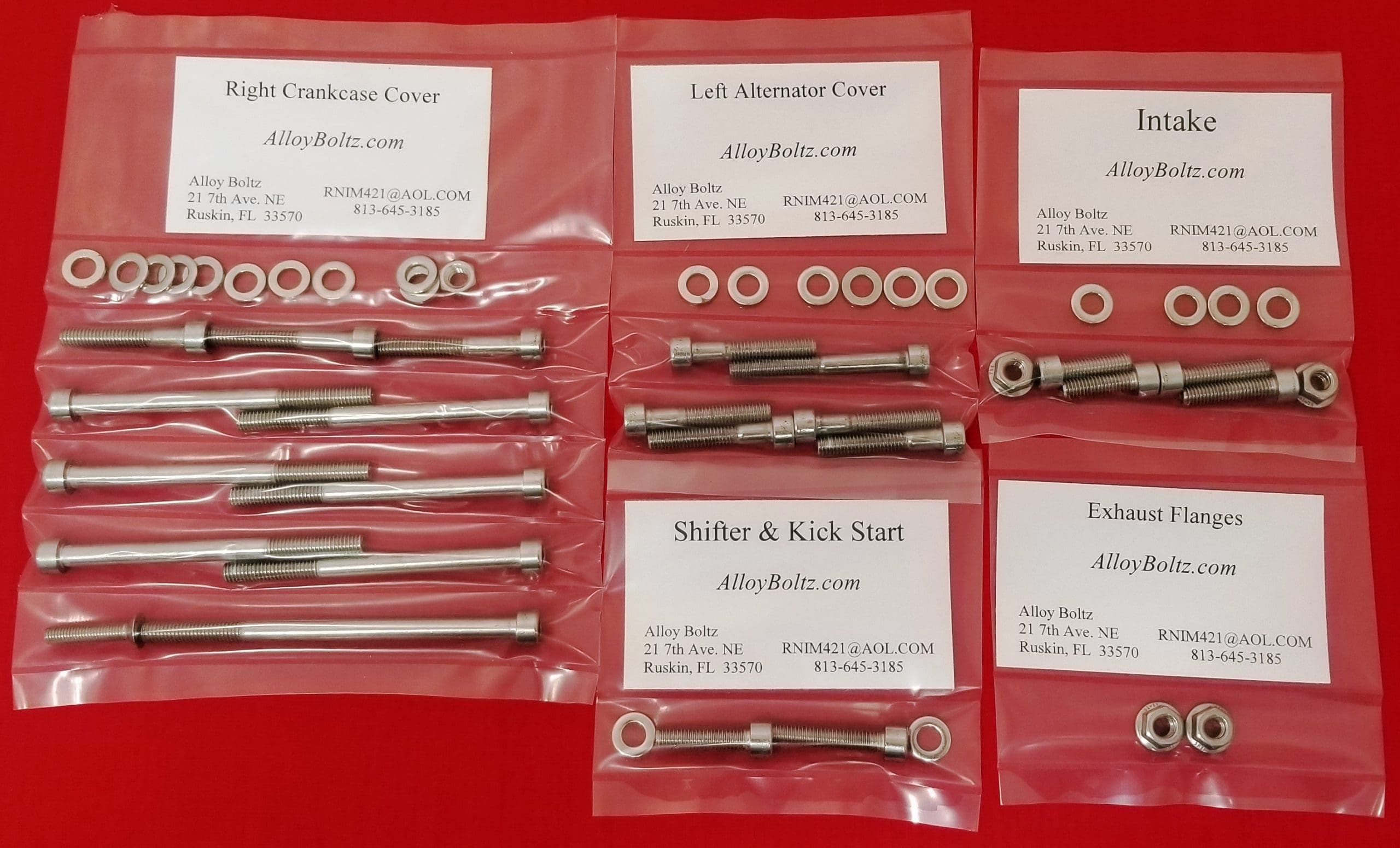 thumbnail image 2 of Polished Stainless Steel Engine Bolt Kit – Honda XR200 XR200R 1986-2002 2 of 5