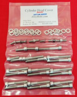 SUZUKI 1977-1986 GS550 8 VALVE POLISHED STAINLESS STEEL CYLINDER HEAD COVER BOLT KIT