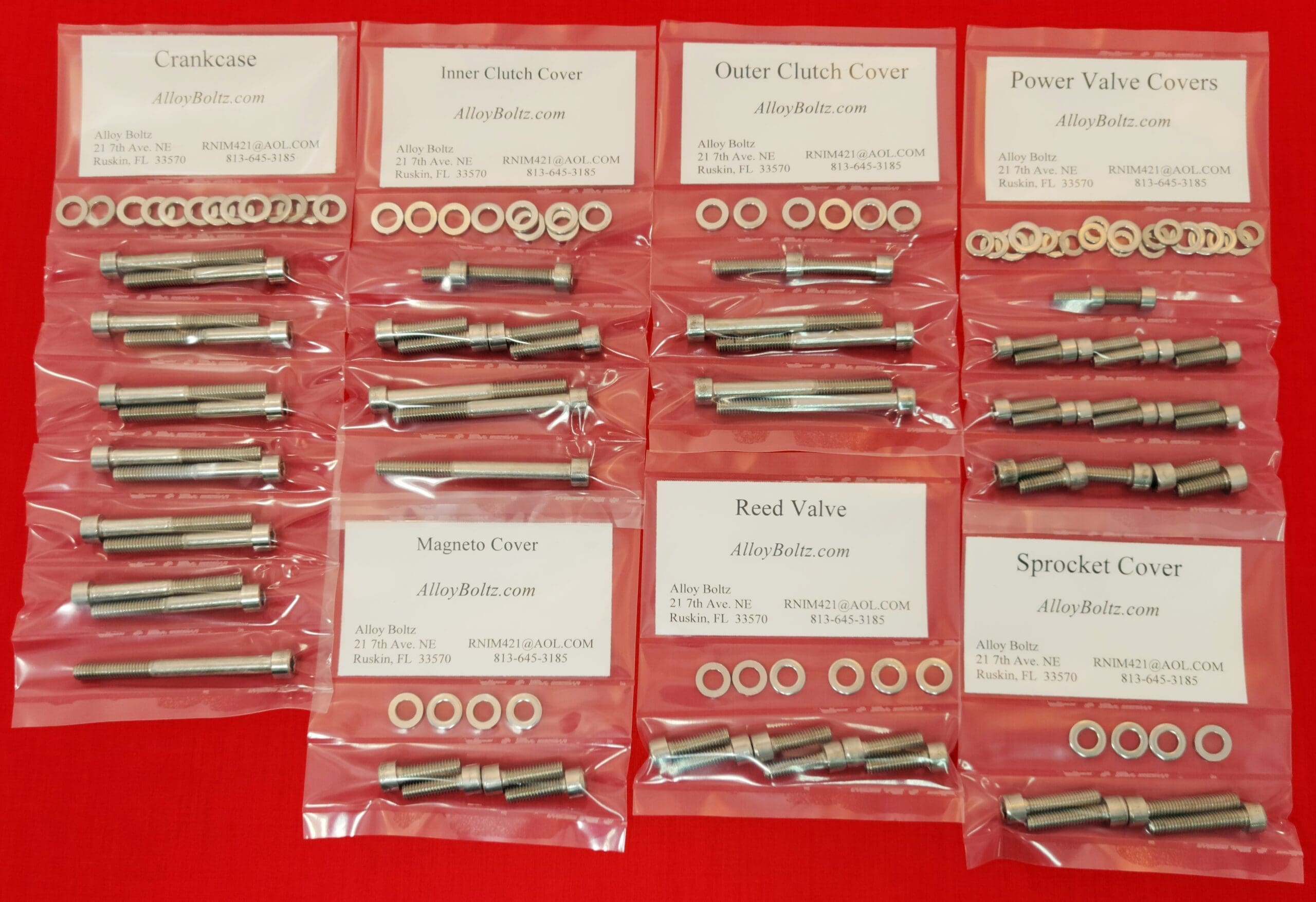 Stainless Steel Polished Engine Bolt Kit For Suzuki RM370 & RM400 - 1976, 1977, 1978 Models - By Stainless Cycle