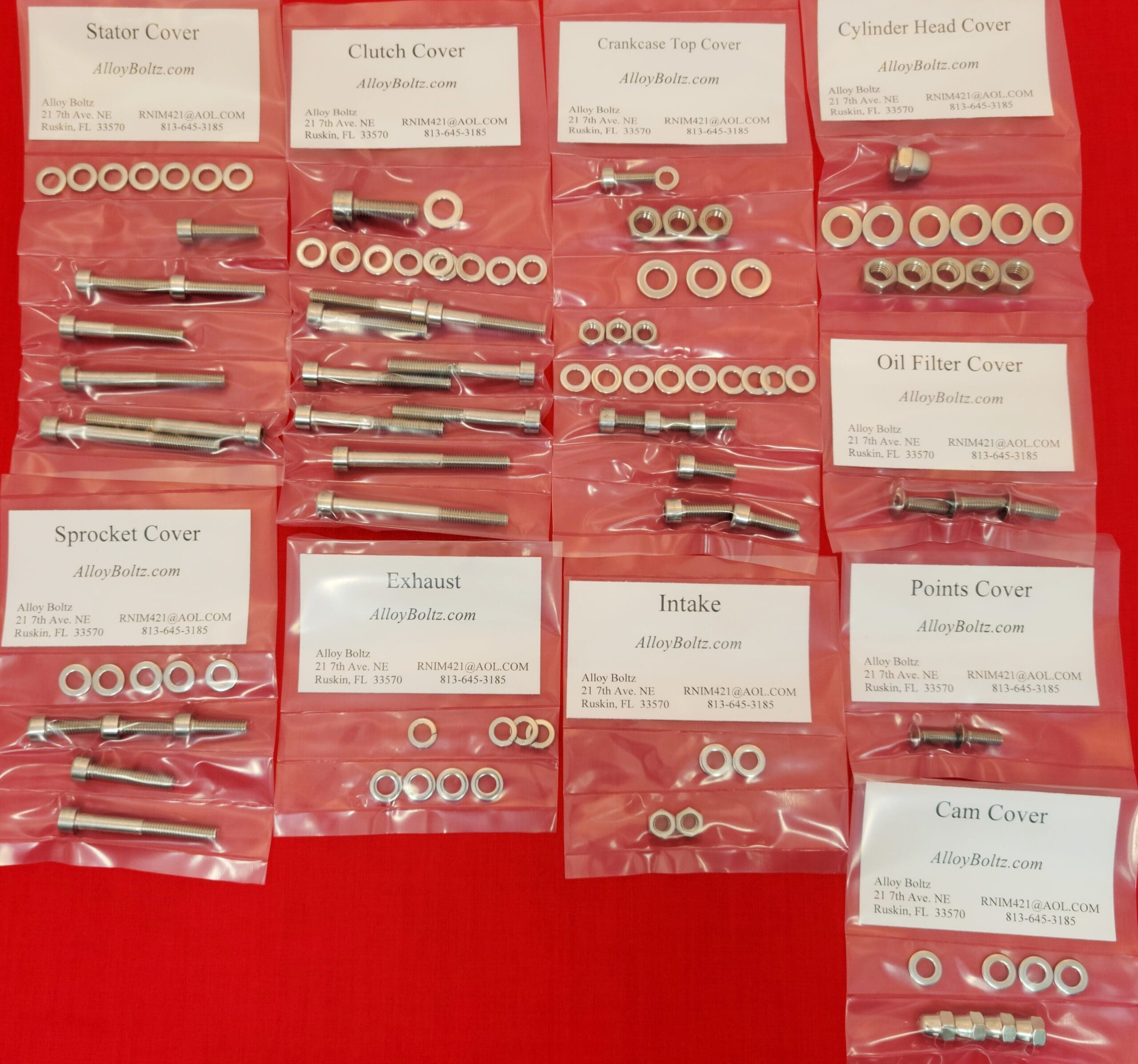 thumbnail image 2 of Polished Stainless Steel Engine Bolt Kit – Honda XR200 XR200R 1986-2002 2 of 5
